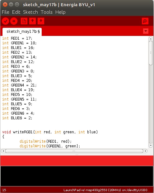 Example Code in Energia Window